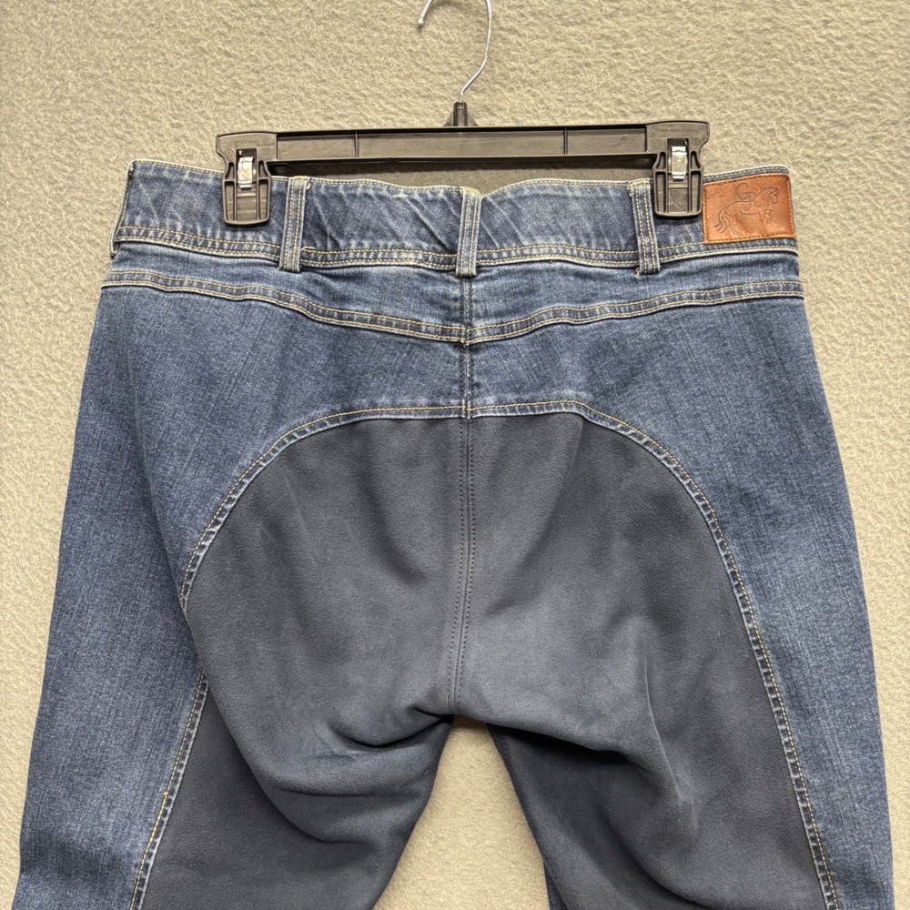 Goode Rider Blue Denim Full Seat Equestrian Riding Breeches Women Size 34R - Picture 14 of 15
